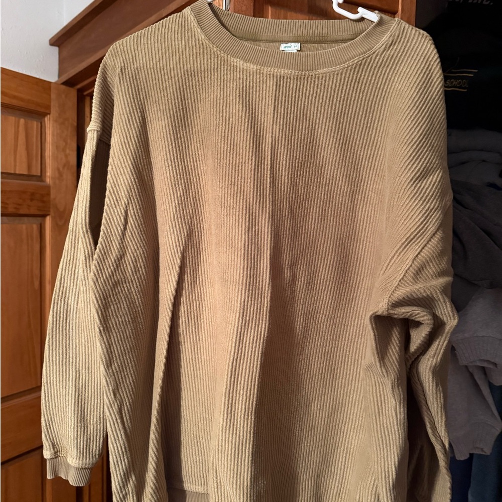Aerie Green Corded Crewneck Sweatshirt